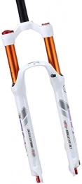 ZWR Mountain Bike Fork Zwr Mountain bike fork 26"27.5" Air Fork, Double air chamber damping adjustment, bicycle suspension fork shoulder control Straight Tube Superlight alloy (Color : White, Size : 26inch)