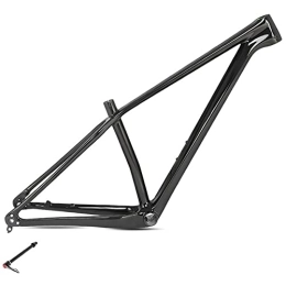DFNBVDRR Mountain Bike Frames 15'' / 17'' / 19'' Carbon Fiber Mountain Bicycle Frame 27.5 / 29er With BB92 MTB Frame Disc Brake Thru Axle 12x142mm Bike Frame (Color : Glossy black, Size : 27.5x17'')