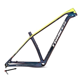 DFNBVDRR Mountain Bike Frames 27.5in Mountain Bike Frame 15'' / 17'' / 19'' Carbon Fiber Disc Brake MTB Bicycle Frame Thru Axle 148mm BB92 Routing Internal BOOST Frame (Color : Green, Size : 15 * 27.5'')