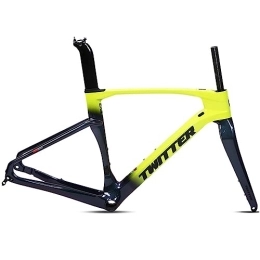 DHNCBGFZ Spares 700C Road Bike Frame 45CM / 48CM / 51CM / 54CM Carbon Mountain Bicycle Frame Disc Brake 100x12mm / 142x12mm Thru Axle BB86 Routing Internal (Color : Fluorescent yellow, Size : 51CM)