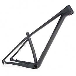 AndyJerzy Mountain Bike Frames AndyJerzy All Black Carbon Fiber Barrel Shaft Mountain Frame Cross-country Bicycle Frame Matt Light Hidden Disc Brakes (Color : Black, Size : 27.5Inch)