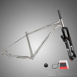 AndyJerzy Mountain Bike Frames AndyJerzy Titanium Alloy Mountain Frame With DT Suspension System Front Fork Competition-grade Special Barrel Axis Control Fork (Color : Silver, Size : One size)