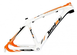 BEIOU Mountain Bike Frames BEIOU 3K Carbon Fiber Mountain Bike Frame 26-Inch Glossy Unibody External Cable Routing T700 Ultralight MTB B005X (White Orange, 15-Inch)