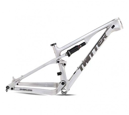 BIKERISK Spares BIKERISK Bicycle frame carbon fiber Mountain Bike Frame Full Lightweight Bicycle Frame 27.5 29er Bicycle Frame Internal Cable Routing AM XC MTB Bicycle Soft tail, silver, 17 ″