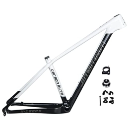 WAMBAS Mountain Bike Frames Carbon MTB Frame 27.5er 29er Hardtail Mountain Bike Frame 15 / 17 / 19'' Disc Brake Frame Thru Axle 142mm QR 135mm Interchangeable, with Accessories (Color : White C, Size : 29 * 19'')