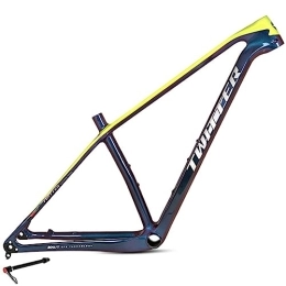 DHNCBGFZ Spares DHNCBGFZ Carbon Fiber Hardtail Mountain Bike Frame 29er MTB Frame 15'' / 17'' / 19'' Discoloration BB92 Bicycle Frame Routing Internal Thru Axle 142x12mm Boost XC (Color : Green label, Size : 29x17'')