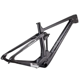 DHNCBGFZ Mountain Bike Frames DHNCBGFZ Carbon Suspension Frame Mountain Bike Frame 29er XC Soft Tail MTB Bike Suspension Frame 15'' 17'' 19'' Thru Axle 12×148mm With BB92 Routing Internal (Color : Black, Size : 29x15'')