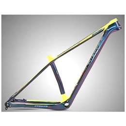 YOJOLO Spares Full Carbon MTB Frame 27.5er 29er XC Hardtail Mountain Bike Frame 15'' 17'' 19'' Discoloration BB92 Disc Brake Bicycle Frame Routing Internal Thru Axle 142x12mm (Color : Yellow, Size : 27.5x15'')