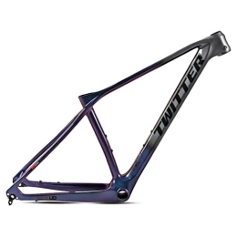 YOJOLO Mountain Bike Frames Full Carbon MTB Frame 27.5er 29er XC Hardtail Mountain Bike Frame 15'' 17'' 19'' Internal Routing Discoloration Disc Brake Bicycle Frame, for Thru Axle 12x142 / 148mm ( Color : Black , Size : 27.5x15'' )