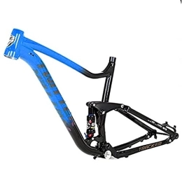 HerfsT Spares HerfsT 27.5 / 29er Trail Mountain Bike Frame 17'' / 19'' Full Suspension MTB Frame Travel 120mm XC / AM / DH 12x148mm Thru Axle Boost Aluminium Alloy Frame With Rear Shock (Color : Blauw, Size : 29x17'')