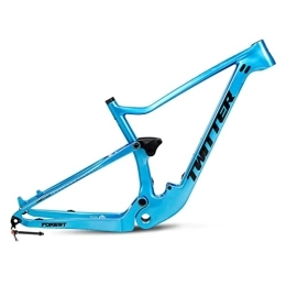 HIMALO Mountain Bike Frames HIMALO 27.5 / 29er Suspension MTB Frame Carbon Fiber Trail Mountain Bike Frame 15'' / 17'' / 19'' Travel 120mm XC / AM / DH Disc Brake Frame Boost Thru Axle 12x148mm (Color : Blauw, Size : 19'')