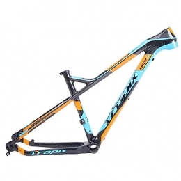 HNXCBH Mountain Bike Frames HNXCBH Bicycle frameset Mountain Bike Frame 142mm*12mm Thru Axle Bicycle Frame Carbon Fibre 15 17 (Color : Black blue orange 17)