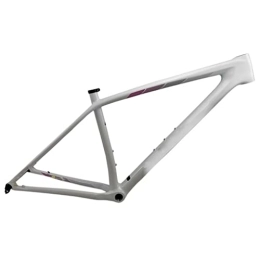 QHIYRZE Mountain Bike Frames QHIYRZE MTB Frame 29er Hardtail Mountain Bike Frame Disc Brake 15'' / 17'' / 19'' Carbon Fibre Racing Bicycle Frame Thru Axle 12 * 148mm Boost Frame BSA68 (Color : White, Size : 29 * 19'')
