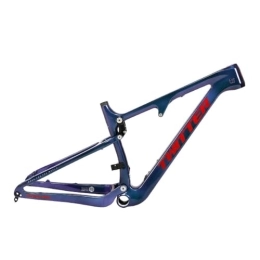 ZFF Mountain Bike Frames Softtail Mountain Bike Frame Carbon Fiber 15'' / 17'' / 19'' / 21'' MTB Frame Full Suspension Boost Thru Axle 12*148mm Disc Brake XC Frame Internal Routing For 27.5 29er Wheels ( Color : Red , Size : 15'' )