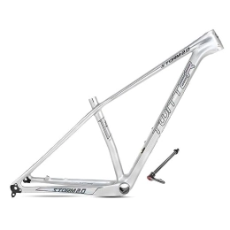 TANGIST Mountain Bike Frames TANGIST XC Cross Country Bicycle Frame Mountain Cycling Frame High Modulus Carbon Fiber Bike Frame MTB Bicycle Frames Disc Brake Thru Axle BB92 (Color : Silver, Size : 15x27.5inch)