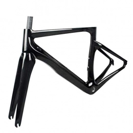 Wz Spares Wz Bicycle Frame Full Carbon Fiber 700C Road Bike With Front Fork Wrist Set 3K Conical Head Tube (Size : S)