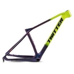 ZFF Mountain Bike Frames ZFF Carbon Fiber MTB Frame 15'' / 17'' / 19'' Frame 27.5 29er Mountain Bike Frame Disc Brake QR 135mm Bicycle Frame Internal Routing (Color : Green, Size : 19'')