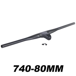 Bicycle handlebar T1000 Carbon Fiber Integrated MTB Bicycle Handlebar Riser -12°degree Unit 740 Mm Titanium Screw Use Mtb Cross Country Replaceable (Color : 740 80mm)