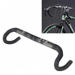 Unknown Spares Bicycle pedal Full Carbon Fiber Road Bike Bent Handlebar Groove Outside Line Handle / Size: 400mm (UD Black)