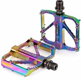 Generic Mountain Bike Pedal 1 Pair Bike Pedals Aluminum Alloy Cycling Pedals Lightweight Sealed Bearing Flat Pedals W / Anti-Skid Pins for Road Mountain Bike BMX, Multicoloured