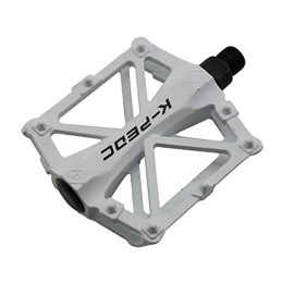 Pvnoocy Spares 1 Pair Mountain Bike Pedals, Non-Slip Bicycle Platform Pedals Aluminum Alloy Lightweight Road Bike Pedals for BMX MTB (White)
