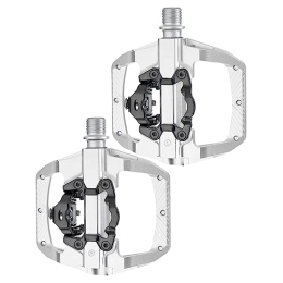 BROLEO Mountain Bike Pedal 2 Pieces Bicycle Platform Pedals, Bicycle Accessories, Mountain Bike Locking Pedal (silver)
