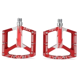 Alomejor Mountain Bike Pedal 2PCS Bicycle Cycling Bike Pedals Universal Mountain Bike Pedal Replacement CNC Aluminum Alloy Bearing Pedals(Red)