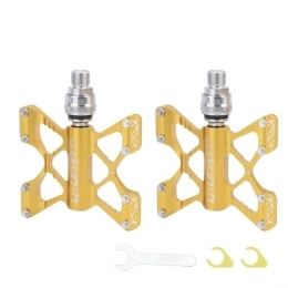 Zoegneer Spares 2Pcs Pedal, Quick Release Pedals Folding Bike Aluminum Alloy Bearing Pedals For Folding Bike, Mountain Bike, Road Bike 114 * 94mm(gold)