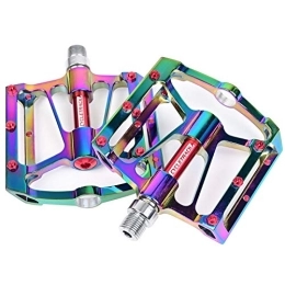 PPLAS Mountain Bike Pedal 3 Bearing Road Bike Pedals Ultralight Aluminum Alloy Rainbow Mountain Bike Pedal Flat Folding Bicycle Pedals Accessories (Color : Rainbow)