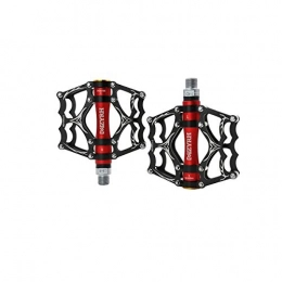 8haowenju Spares 8haowenju Bike Pedals - Aluminum CNC Bearing Mountain Bike Pedals - Road Bike Pedals With 24 Anti-skid Pins - Lightweight Bicycle Platform Pedals - Universal 9 / 16" Pedals (Color : Black red)