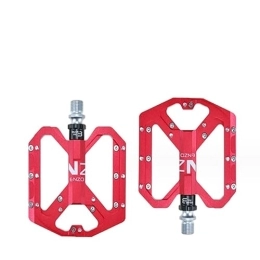 REVALV Spares 9 / 16 Inch Bike Pedals Flat CNC Bike Pedals Mountain Bike 6 Bearing Pedals Road Cycling Pedals Non-slip Pedals, Red