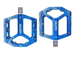Pozzobon Spares 9 / 16 Inch CNC Aluminium Alloy Platform Bicycle Pedals, Mountain Bike Pedals, Road Bike Trekking Non-Slip Pedals with 2 Bearings Waterproof Anti-Dust 197 (Blue)
