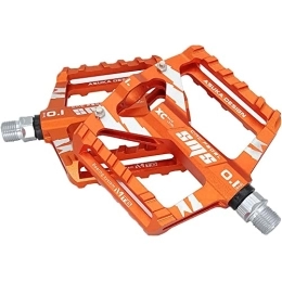 9/16" Ultralight Mountain Bike Pedals Aluminum Alloy Non-Slip Bicycle Pedals with Full Sealed Bearings & 4pcs Anti-Slip Pins (Orange)
