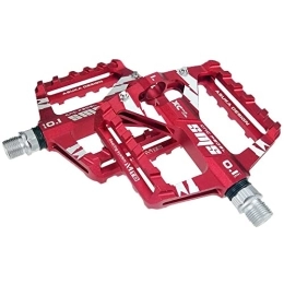 LSHK Mountain Bike Pedal 9 / 16" Ultralight Mountain Bike Pedals Aluminum Alloy Non-Slip Bicycle Pedals with Full Sealed Bearings & 4pcs Anti-Slip Pins (Red)