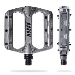 AARON Spares AARON - Rock Aluminium Mountain Bike Pedals with Industrial Ball Bearings - Anti-Slip Replaceable Pins - Platform Pedals for E-bikes, Mountain Bikes, trekking Bikes and many more - Grey