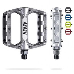 AARON Spares AARON - Rock Aluminium Mountain Bike Pedals with Industrial Ball Bearings - Anti-Slip Replaceable Pins - Platform Pedals for E-bikes, MTB, trekking Bikes - Grey