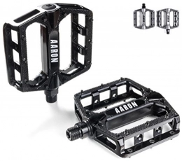 AARON Mountain Bike Pedal AARON - Rock Aluminium Mountain Bike Pedals with Industrial Ball Bearings - Anti-Slip with Replaceable Pins - Platform Pedal for E-bikes, Mountain Bikes, Trekking Bikes and many more - Black