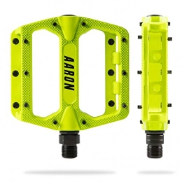 AARON Spares AARON - Rock Aluminium Mountain Bike Pedals with Industrial Ball Bearings - Anti-Slip with Replaceable Pins - Platform Pedal for E-bikes, MTB, Trekking Bikes - Yellow