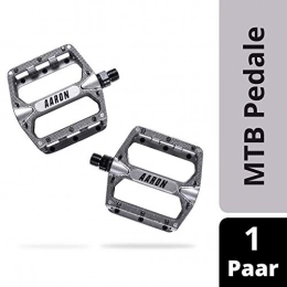 AARON PARTS Spares AARON Rock platform mountain bike / mtb pedals with sealed bearings and great grip, trekking, grey