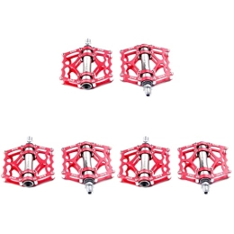 ABOOFAN Mountain Bike Pedal ABOOFAN 3 Pairs Ultralight Aluminum Alloy Cycling Bike Pedals Mountain Road Bike Parts Bearing Pedal Accessories Riding Pedal (Red)