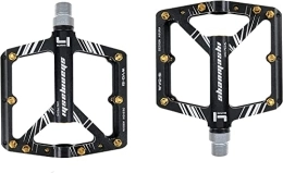 ROFRA Spares Advanced 4 Bearings Mountain Bike Pedals, Bicycle Flat Alloy Pedals, Non-Slip Bike Pedals, 9 / 16'' Sealed Bearing.for BMX MTB CNC Bicycle Road Bike(6 Colors) (Black)