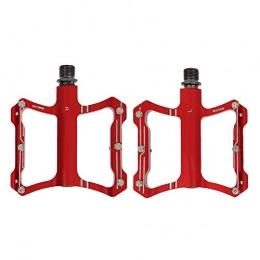 Aigend Mountain Bike Pedal Aigend Bicycle Pedals - 1 Pair Aluminium Alloy Mountain Road Bike Lightweight Pedals Bicycle Replacement Part(Red)