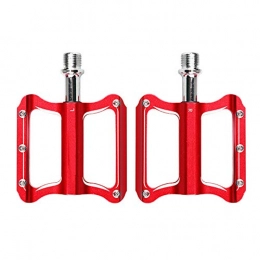AIHOUSE Mountain Bike Pedal AIHOUSE Bicycle Pedals Aluminum Alloy Sealed Bearings Bicycle Platform Accessories Ultra Light and Strong Suitable for Mountain Road Bike, Red