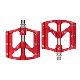 AIHOUSE Bicycle Pedals High-Strength Aluminum Alloy Frame 3 Bearing Pedal with Non-Slip Nails Suitable for Road Mountain Bikes,Red