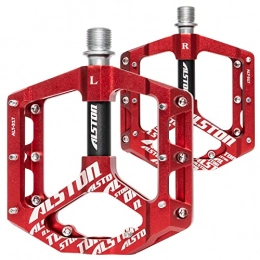 Alston Spares Alston Pedals for Bike, MTB Bike Pedal CNC machined Platform Pedal, 9 / 16" 3 Sealed Bearings Mountain Bike Pedal for Adult and Youth with Replaceable Anti-Skid