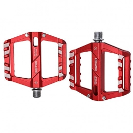 LWLEI Spares Aluminum Alloy Bike Pedals 9 / 16 Inch 3 Bearing High-Strength Non-Slip Large Flat Platform For Mountain Bike Road Bicycle (Color : Red)