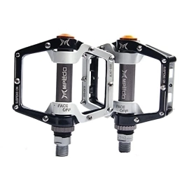 ROFRA Spares Aluminum Mountain Bike Pedals, 3 Bearings Bike Pedals, 9 / 16 Inch with Sealed Anti-Slip Durable, for MTB Road Bike. (Four Colors) (Black)