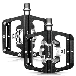 ANGGOER Spares ANGGOER SPD Pedals MTB Pedals, Dual Platform Compatible Bicycle CNC Aluminium Non-Slip 3 Sealed Bearings for MTB Road Bike City Bike Black Axle 9 / 16 Inch