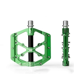 PPLAS Spares Ansjs 3 Bearings Mountain Bike Pedals Platform Bicycle Flat Alloy Pedals 9 / 16" Pedals Non-Slip Alloy Flat Pedals (Color : Green S)