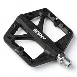 Ansjs Mountain Bike Pedals,3 Bearings Bike Pedals Platform Bicycle Flat Pedals 9/16" Pedals (A011Black)